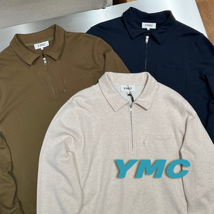 YMC官方授权 SURGIR 三色日系小口袋绒感有机棉拉链POLO衫 卫衣