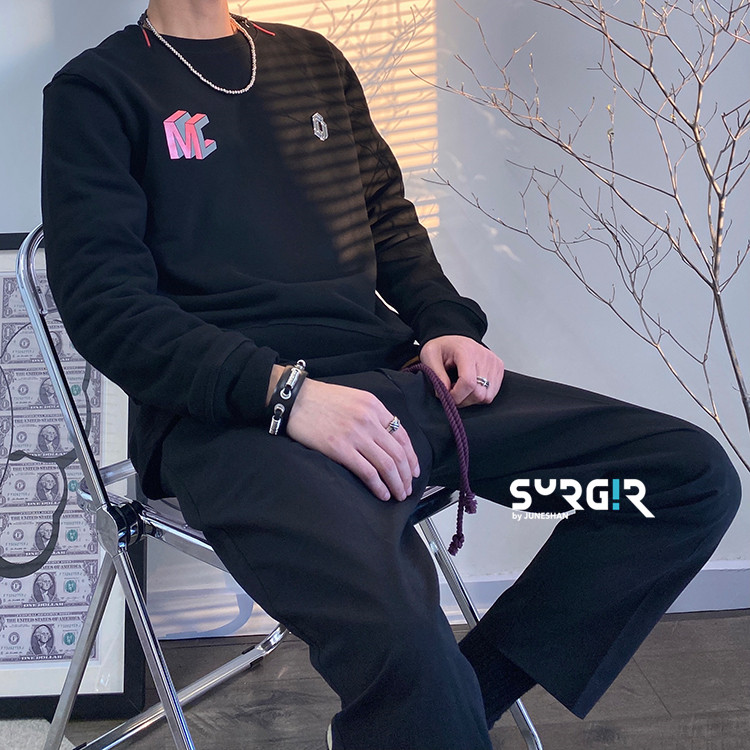 4折 SURGIR官方授权 McDADA前后3M反光LOGO印花 胸针黑色长袖卫衣