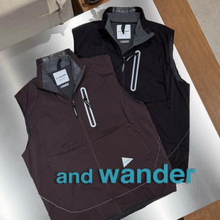 户外3M反光防泼水科技绒立领薄棉保暖马甲 25AW and wander授权