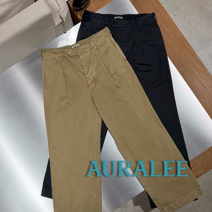 AURALEE授权 日本制 两色手工做旧水洗染色超长棉休闲裤 SURGIR
