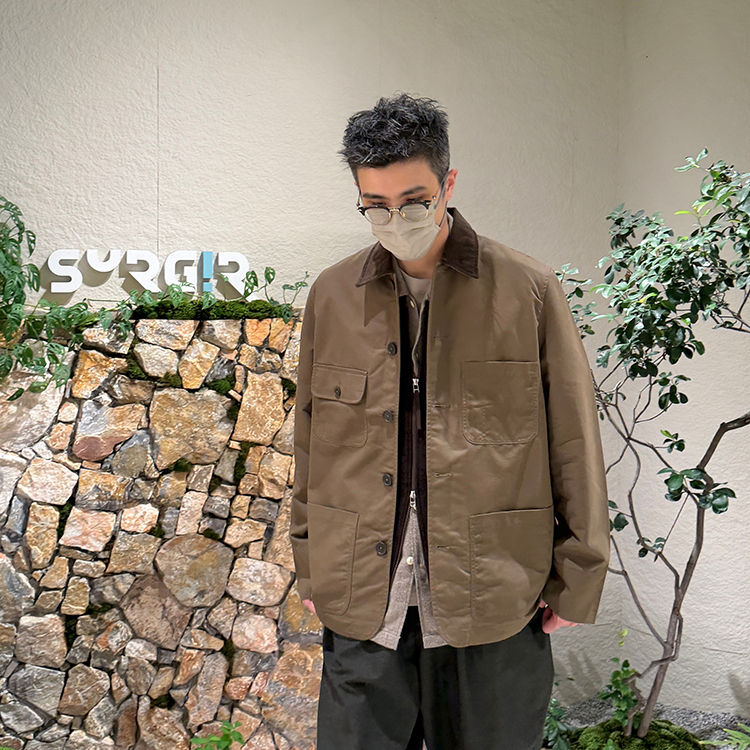 Universal Works官方授权 卡其色领口拼接翻领工装夹克外套