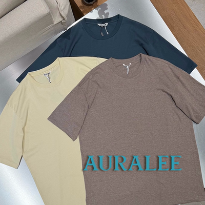 AURALEE官方授权26SS 日本制 定番超长绒棉匹马棉垂感圆领短袖T恤