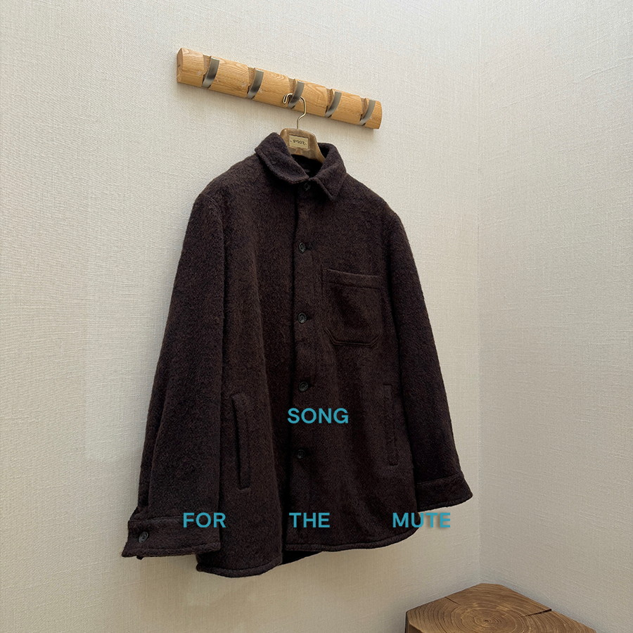 SONG FOR THE MUTE授权 SFTM 25.2 咖啡色马海毛混纺翻领夹克外套