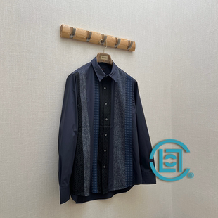 外套 7折 藏蓝复古提花拼接翻领衬衫 EDC同款 SURGIR CLOT官方授权