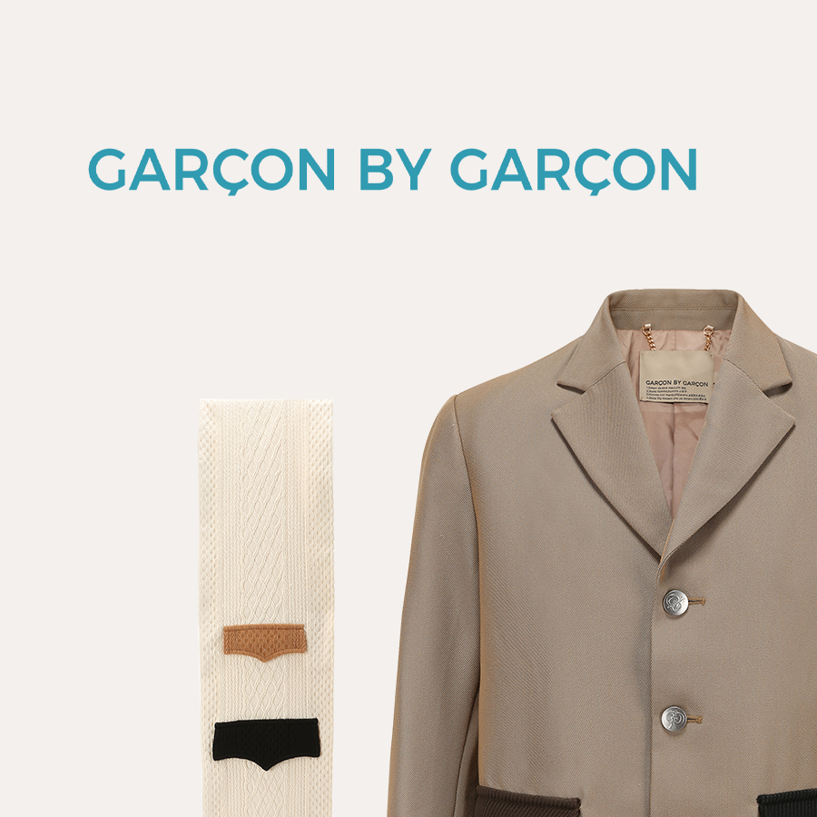 4折 garcon by garcon 斜纹羊毛光变幻彩褶裥立体口袋西装外套