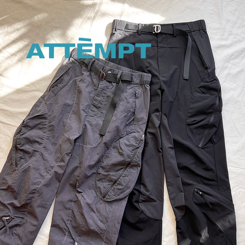ATTEMPT两色解构立体拼接休闲裤