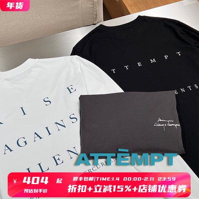7折 ATTEMPT官方授权 黑色日系LOGO印花圆领长袖T恤 SURGIR买手店