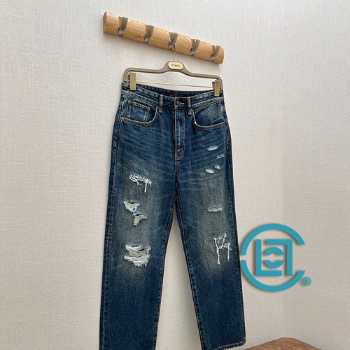 7折 CLOT官方授权 蓝色复古做旧破洞直筒水洗牛仔裤 SURGIR买手店