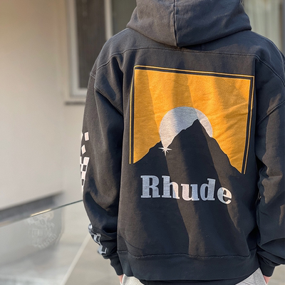 赛车风山峰星月套头连帽卫衣