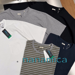 T恤 COOLMAX®刺绣LOGO口袋条纹短袖 nanamica官方授权26SS 日本制