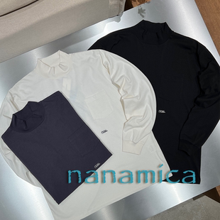nanamica授权25AW T恤 三色日系LOGO刺绣有机棉半高领打底长袖