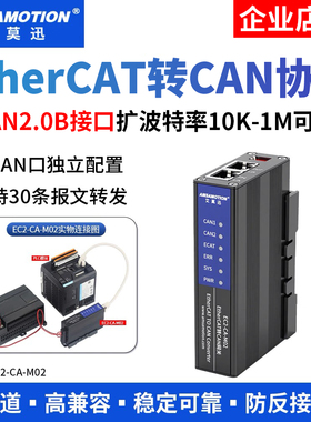艾莫迅用于标准Ethercat协议转CAN协议转换网关两路CAN接口转网口