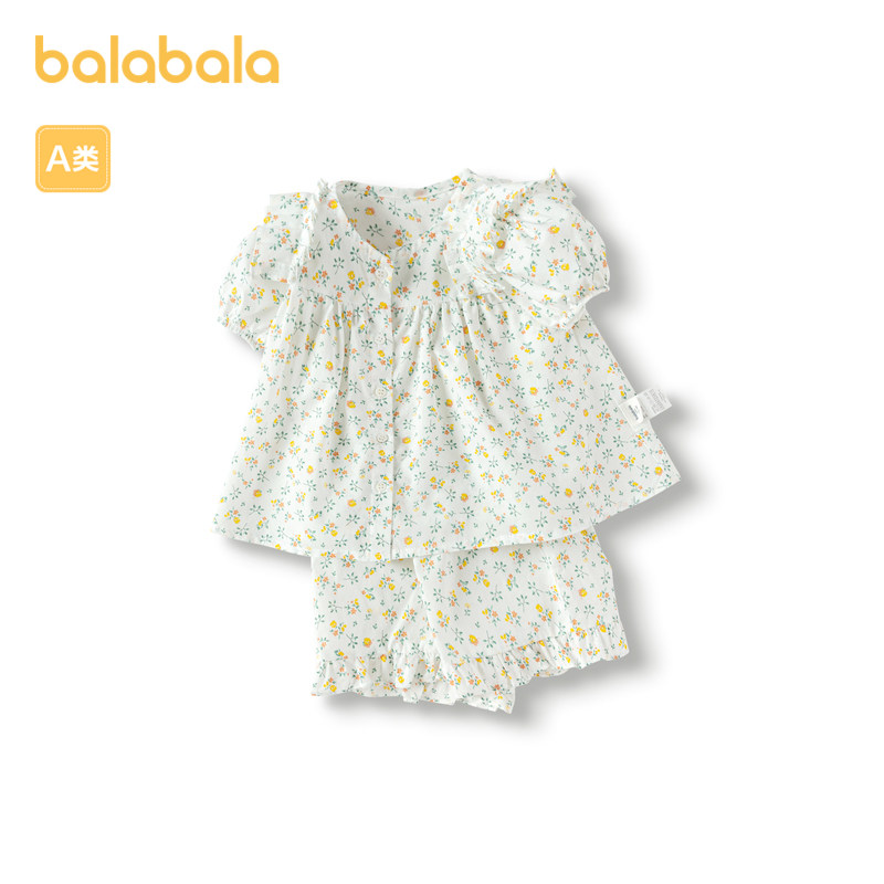 巴拉巴拉童装儿童婴儿套装女童宝宝短袖纯棉两件套夏2025新款甜美