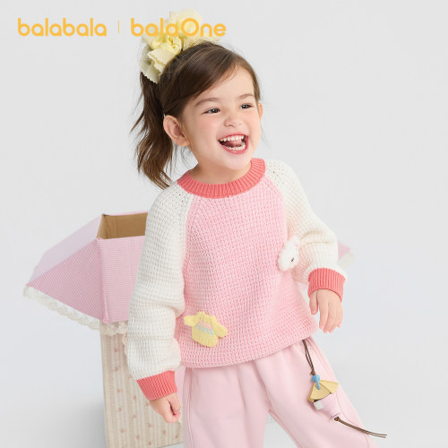 巴拉巴拉balaOne毛衫撞色插肩袖