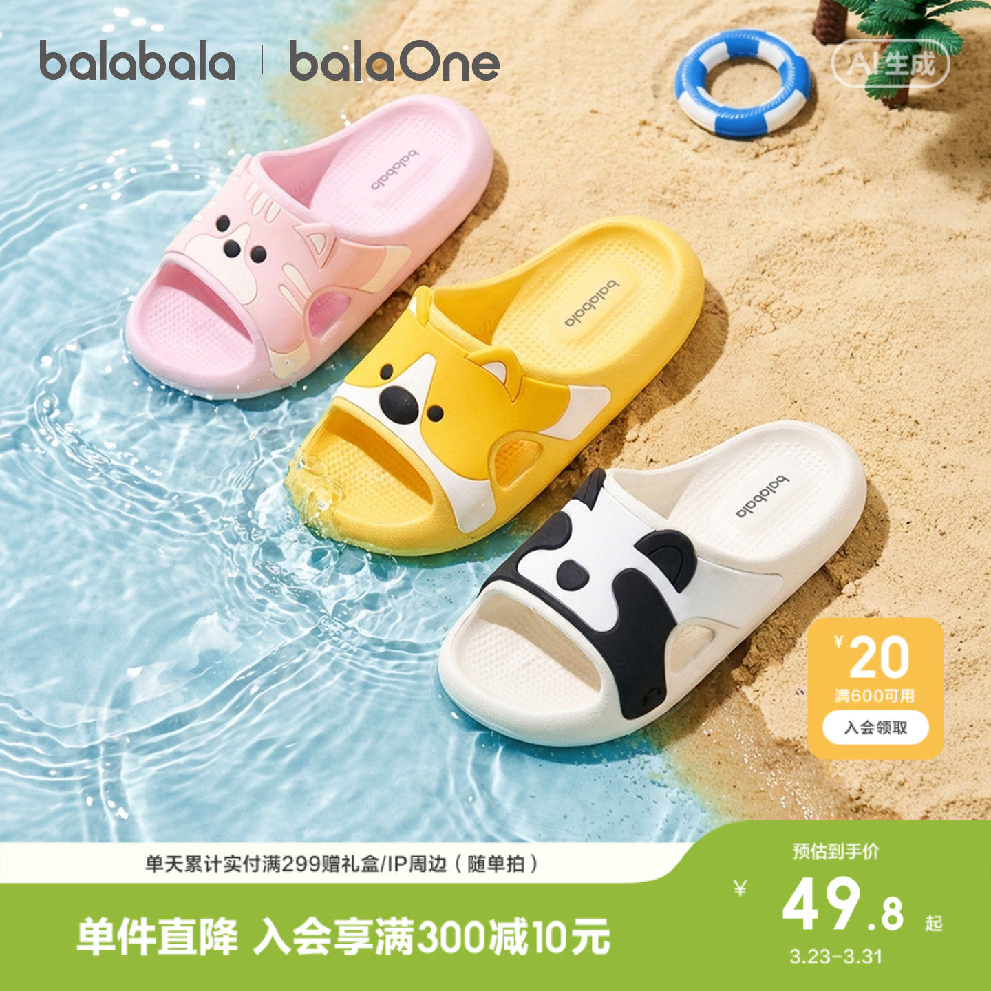 巴拉巴拉童鞋儿童拖鞋男女童2026年新款夏季童趣可爱室内家居鞋子