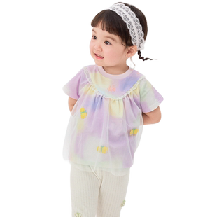 巴拉巴拉宝宝短袖t恤婴儿上衣女童轻薄新款夏装甜美时尚纯棉衣服