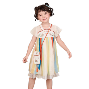 巴拉巴拉童装女童国风裙子连衣裙夏季刺绣汉服襦裙精致刺绣新中式