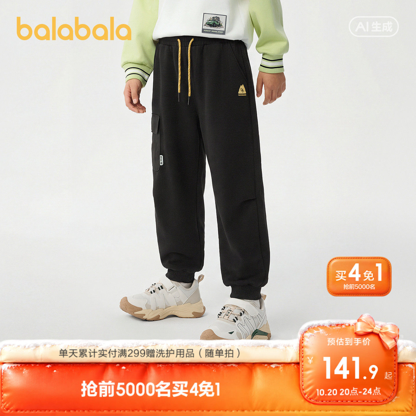 巴拉巴拉童装儿童裤子男童长裤2026秋装新款中大童束脚裤青少年潮