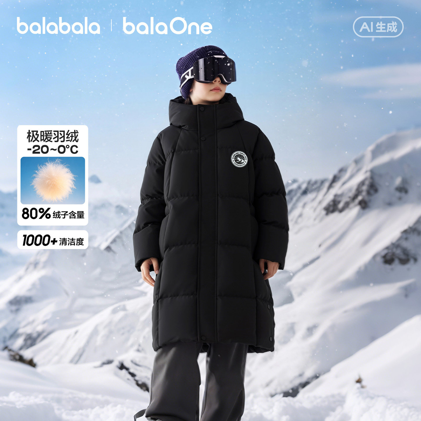 巴拉巴拉balaOne羽绒服长款厚