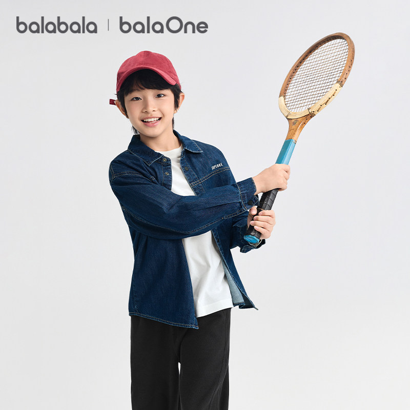 巴拉巴拉童装儿童衬衫长袖女童男童宝宝上衣2025秋冬装外套舒适潮