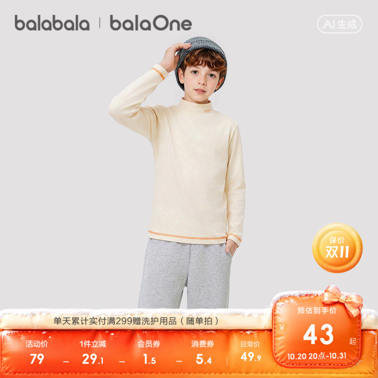 【balaOne】巴拉巴拉童装男童女童长袖t恤儿童2026新秋装宝宝上衣