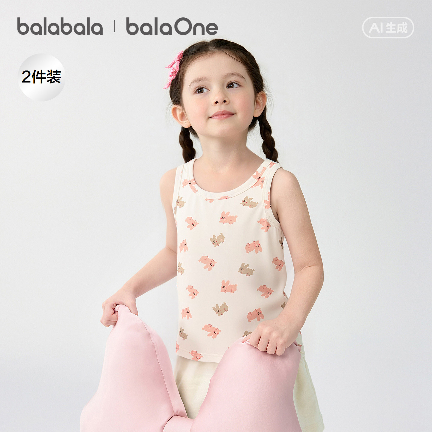 【balaOne】巴拉巴拉宝宝背心新款女童吊带儿童小内衣两件装