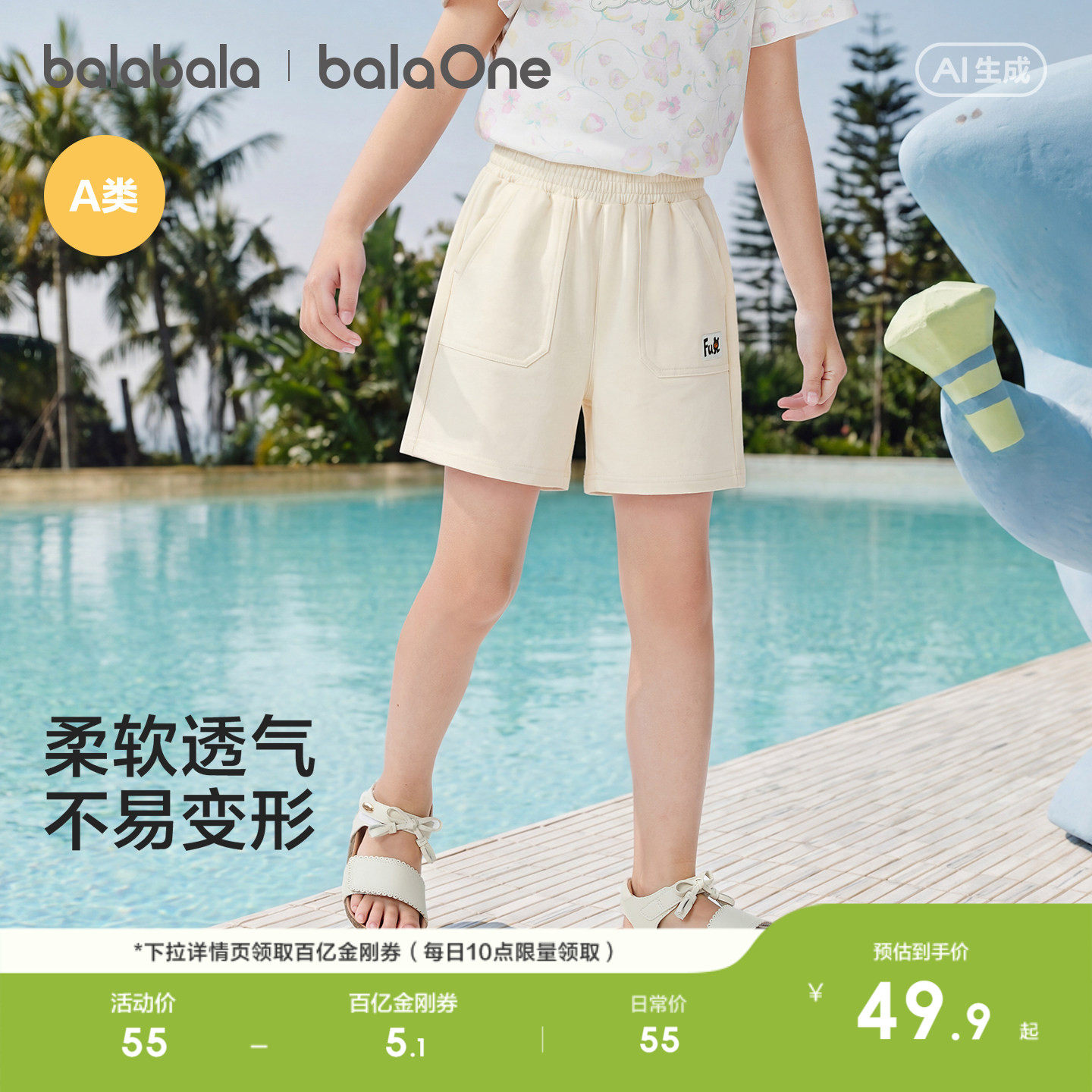 巴拉巴拉童装宝宝短裤婴儿裤子男女童2026新款夏装儿童中裤休闲潮