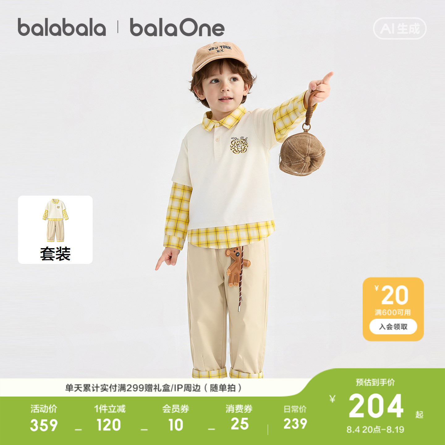 巴拉巴拉balaOne长袖套装假两件