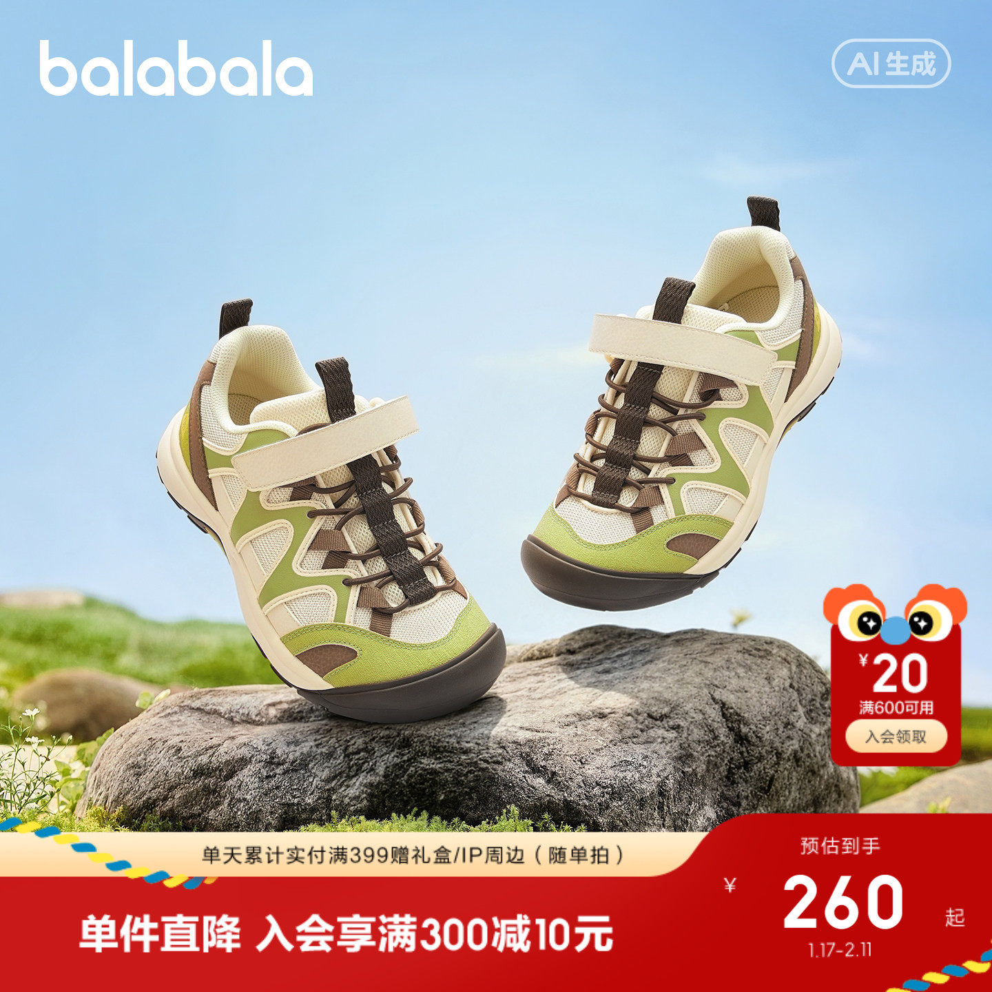 【商场同款】巴拉巴拉童鞋儿童运动鞋男童2026新登山鞋春秋户外鞋,童鞋/婴儿鞋/亲子鞋,儿童户外鞋,淘宝优惠券,粉丝福利购,淘宝优惠卷
