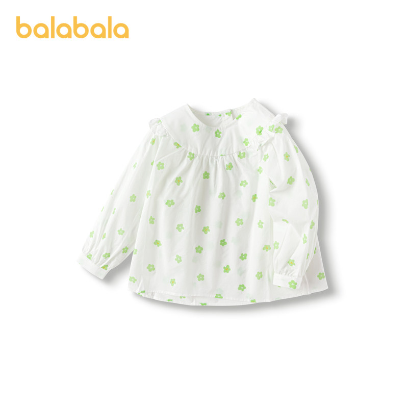 巴拉巴拉童装儿童长袖衬衫女童上衣春秋装清新碎花上衣百搭小童潮