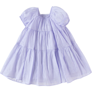 巴拉巴拉童装女童连衣裙泡泡袖裙子夏季儿童A字裙子方领时尚百搭