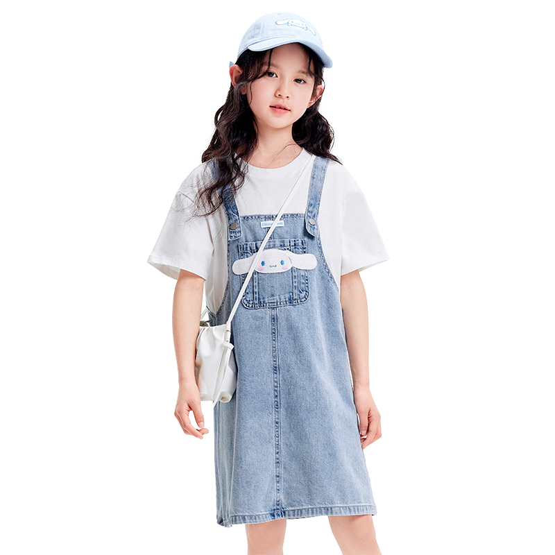 【库洛米商场同款】巴拉巴拉女童裙子儿童背带裙2025夏牛仔假两件