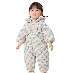 巴拉巴拉婴儿连体衣羽绒服宝宝衣服哈衣爬服2025新款儿童冬装保暖