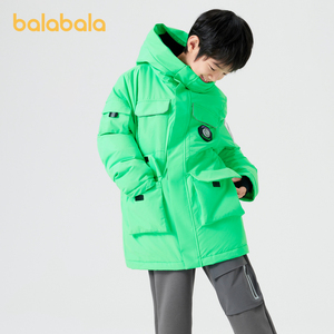 巴拉巴拉童装儿童羽绒服男童连帽外套冬装中大童工装潮酷上衣流行