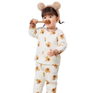 巴拉巴拉童装儿童内衣套装男童女童宝宝衣服家居秋衣2025新款夹棉