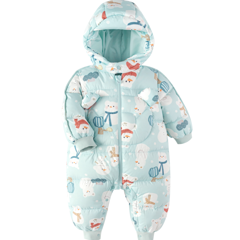 巴拉巴拉婴儿连体衣新生儿羽绒服宝宝衣服2025新款冬装连帽鹅绒萌