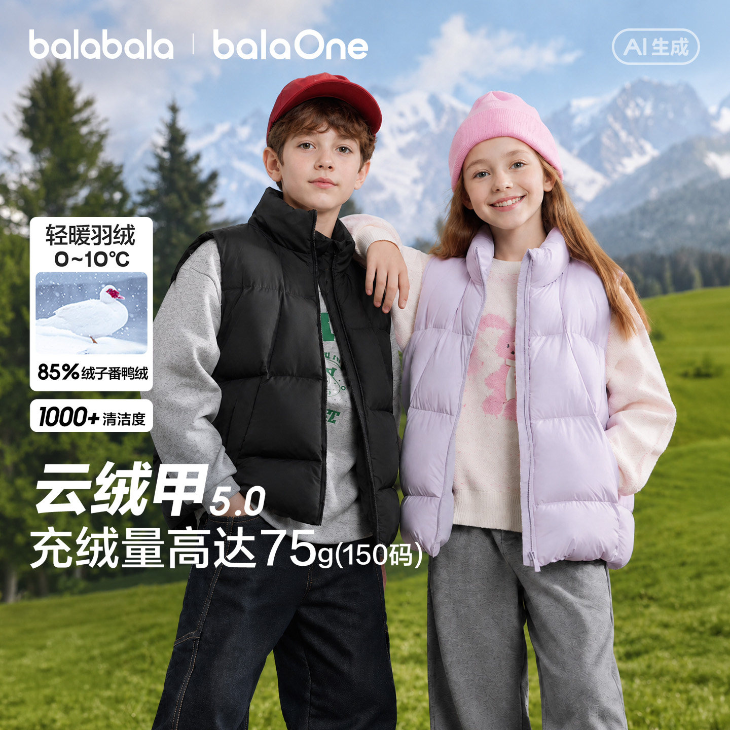 巴拉巴拉balaOne童装亲子装马甲图片