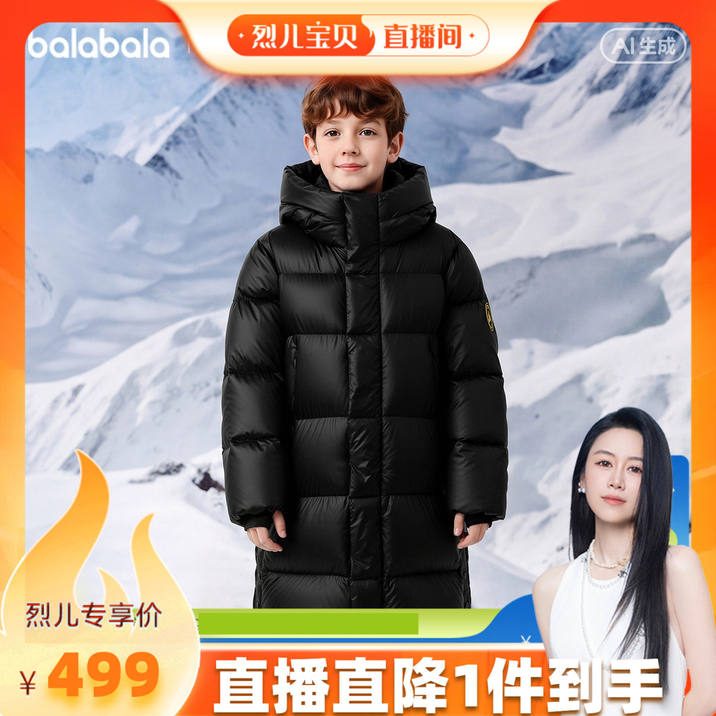 巴拉巴拉儿童羽绒服亲子装外套