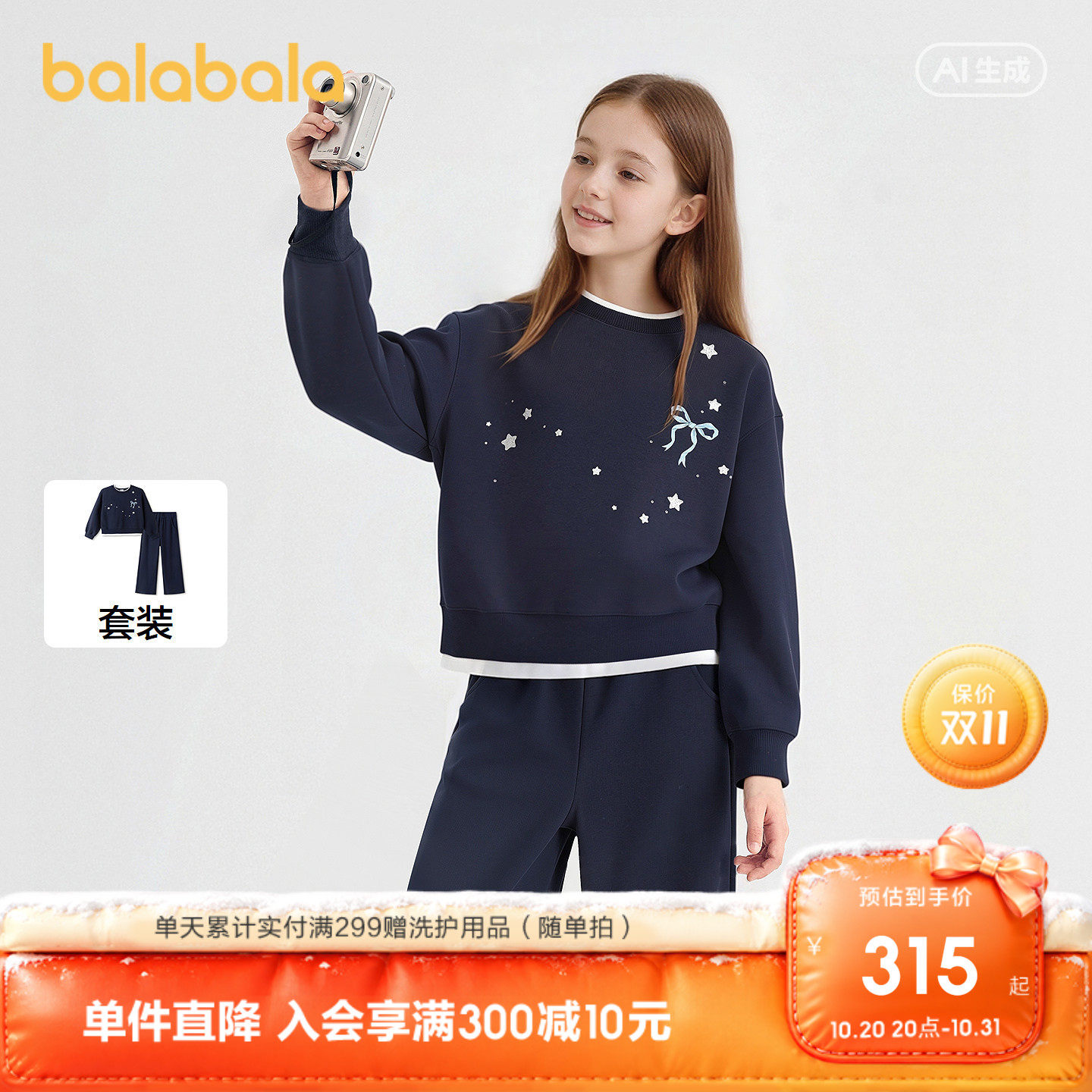巴拉巴拉童装儿童套装女童两件套