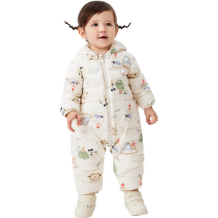 巴拉巴拉婴儿羽绒服宝宝连体衣冬季2025新款男女童衣服轻薄三防萌