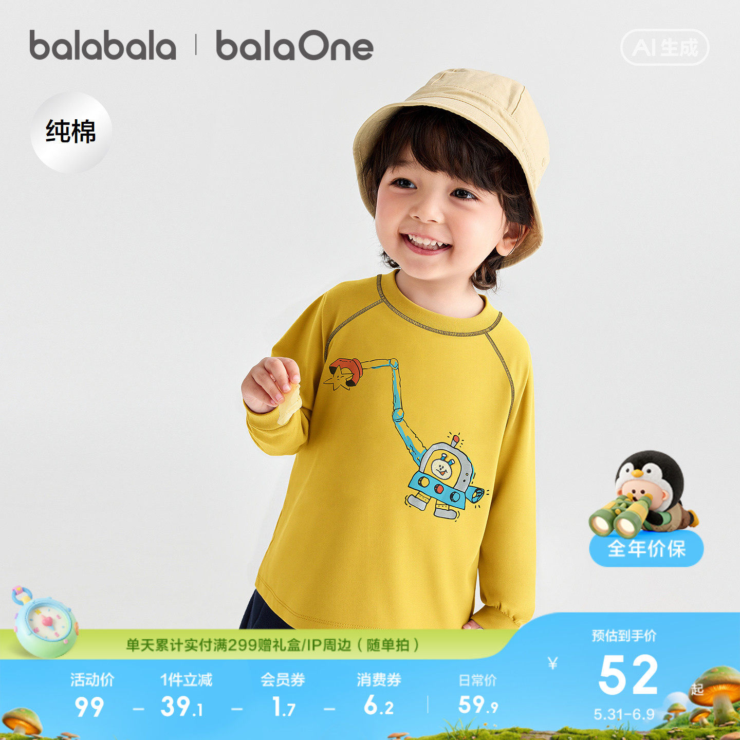巴拉巴拉童装儿童长袖t恤男童女童打底衫2026新款春秋装宝宝上衣