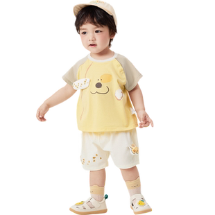 巴拉巴拉宝宝短袖套装男童夏装女童洋气两件套2026休闲时尚清新萌