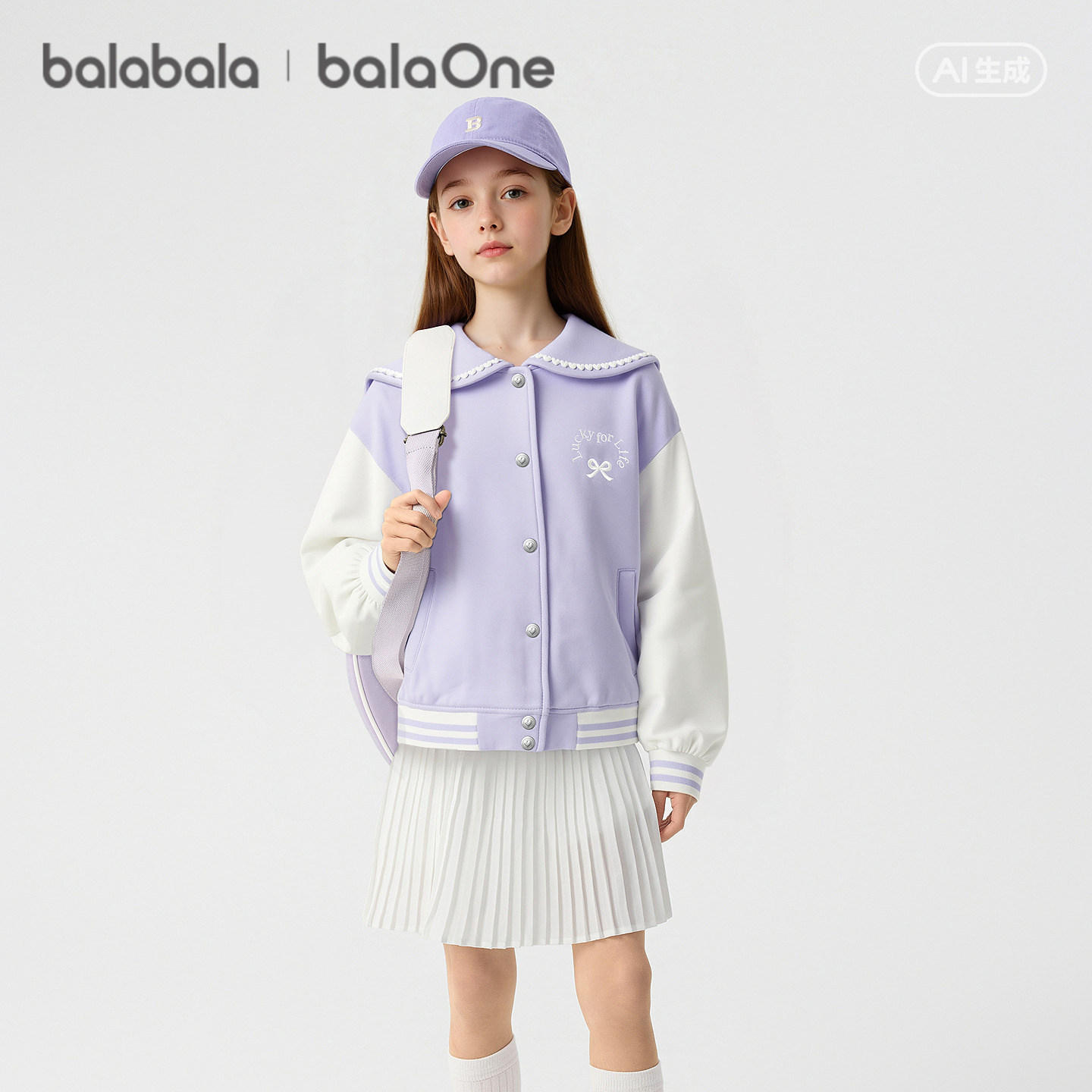 巴拉巴拉童装儿童外套女童宝宝棒球服2026新款上衣春秋装甜美撞色