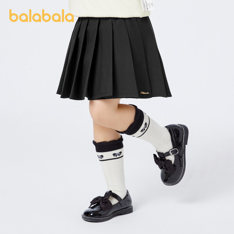 巴拉巴拉童装女童短裙儿童百褶裙春秋裙子时尚百搭半身裙学院风潮