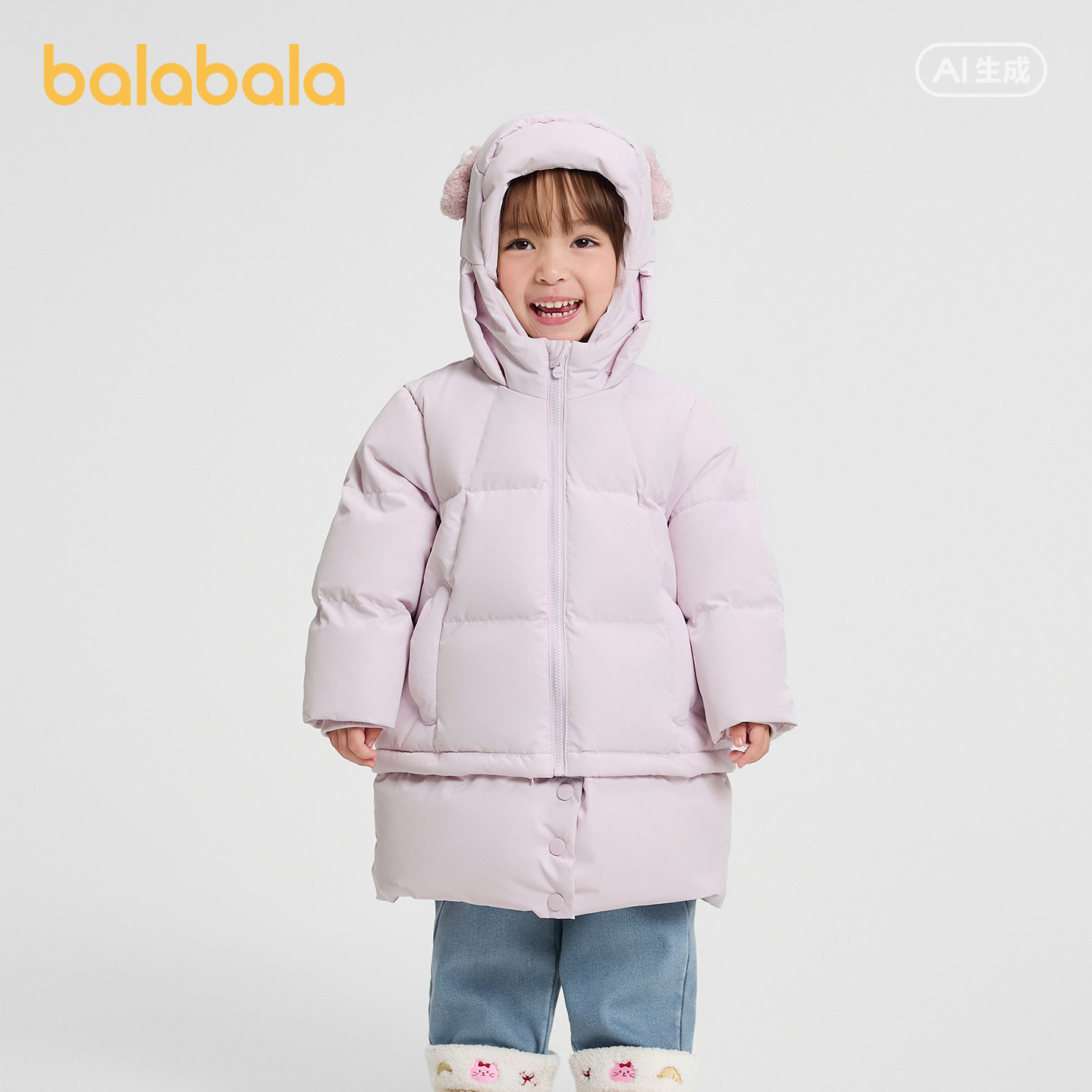 巴拉巴拉羽绒服女童防护连帽上衣