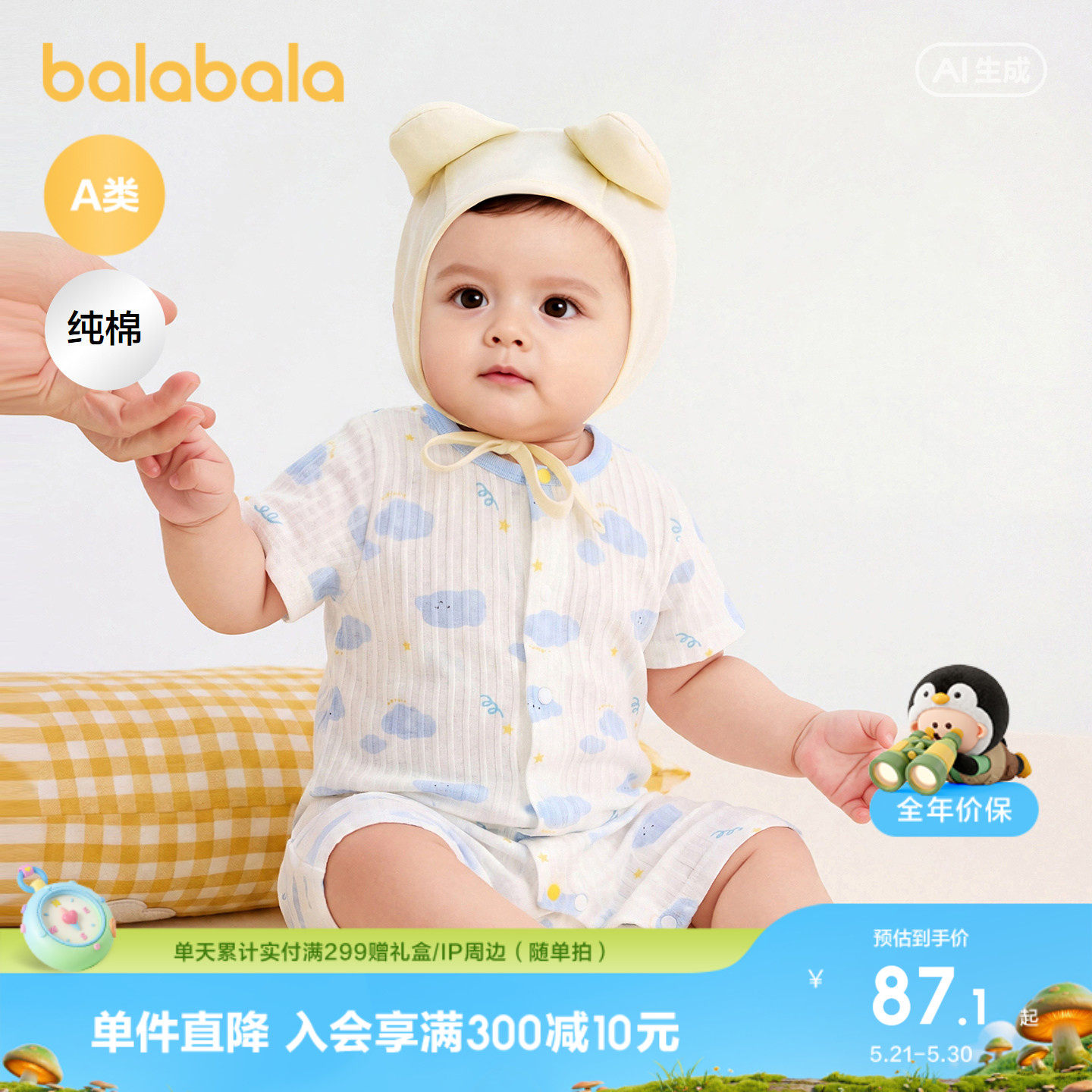 【商场同款】巴拉巴拉宝宝连体衣婴儿抱衣哈衣2026新款可爱舒适萌