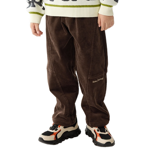 巴拉巴拉童装儿童裤子加绒男童中大童长裤秋冬灯芯绒保暖加厚直筒