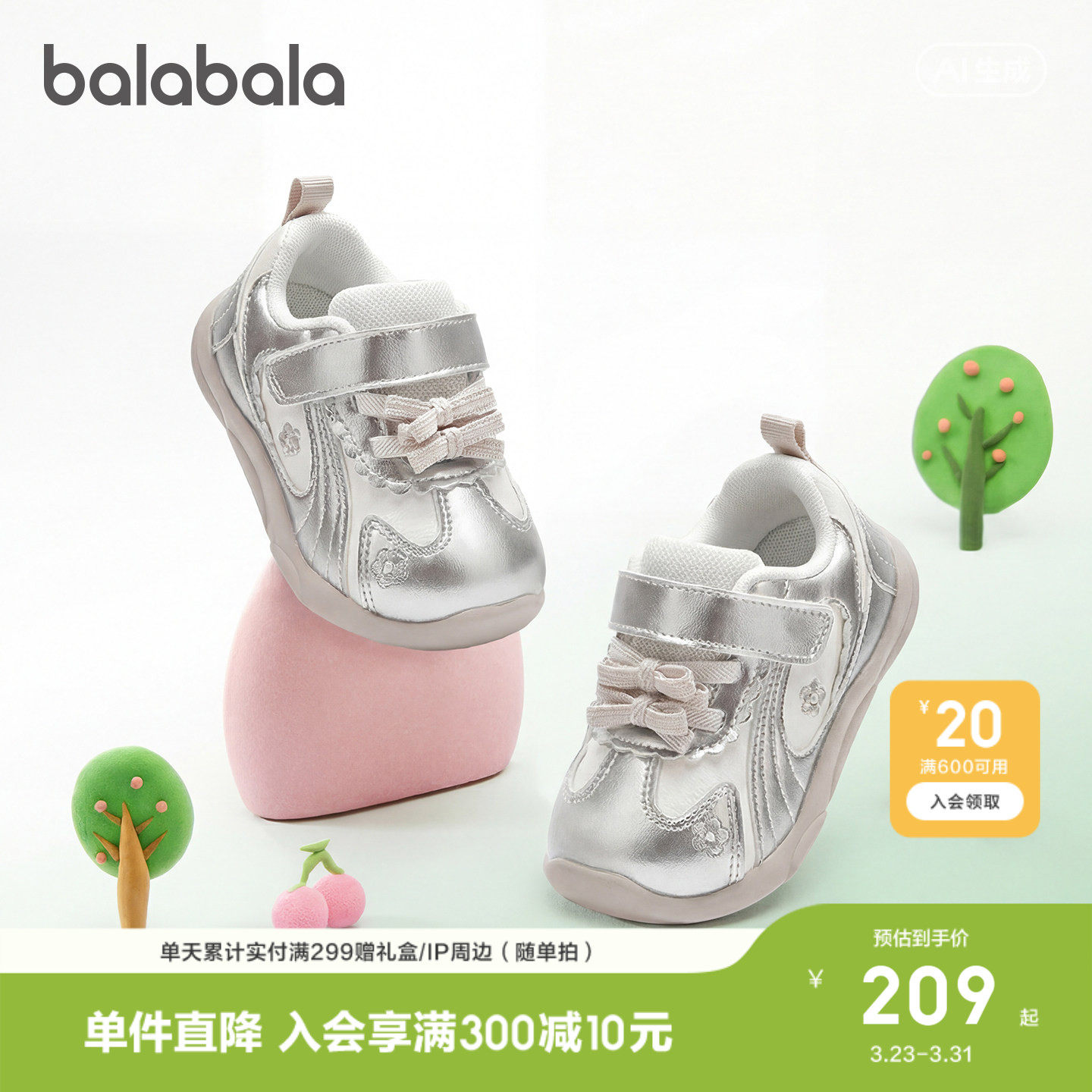 【商场同款】巴拉巴拉童鞋宝宝学步鞋女童2026年新款春秋儿童鞋子