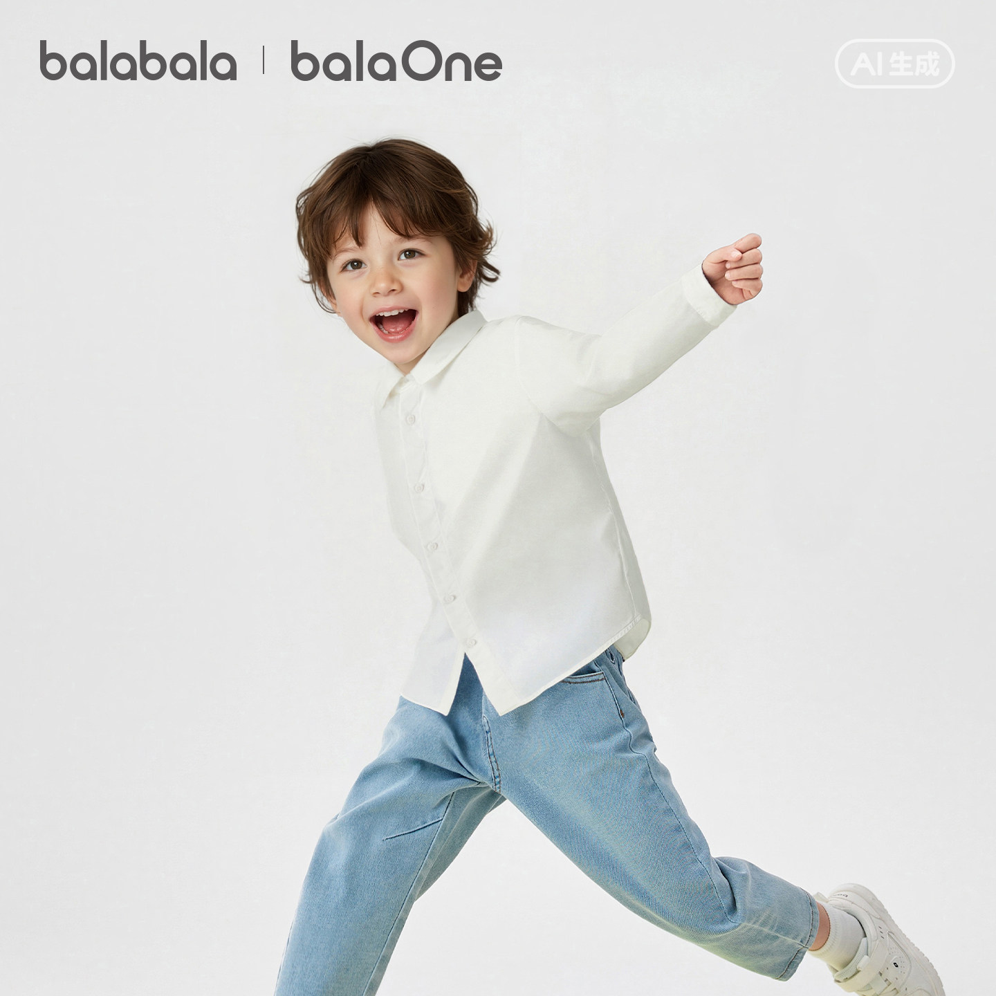 巴拉巴拉童装男童长袖衬衫宝宝2026新款春装纯棉亲肤纯色衬衣时尚