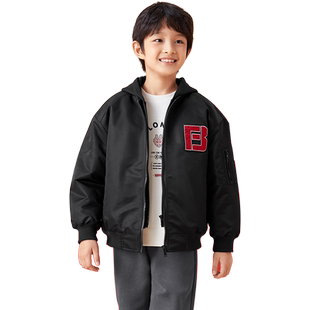 巴拉巴拉童装儿童外套男童棉服2025年上衣防水飞行服薄红色拜年服